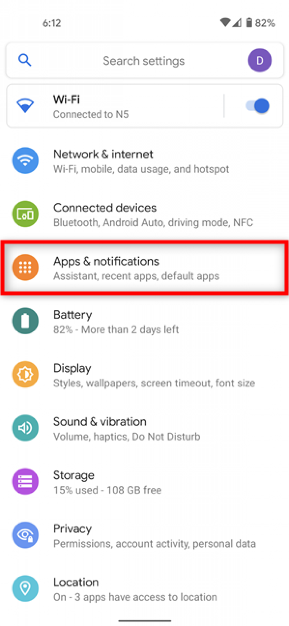 On your phone settings tap on Apps & notifications